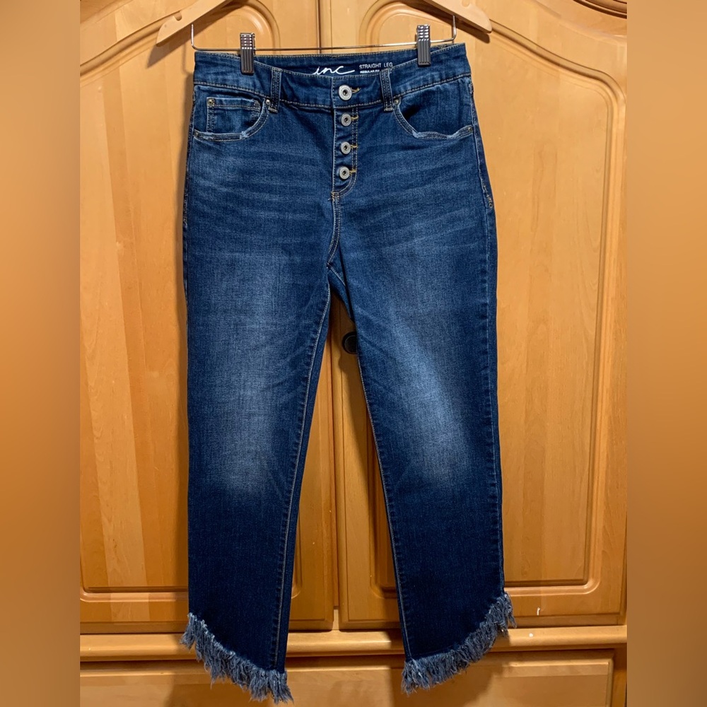 INC International Concepts Women's Dark Blue Cropped Jeans